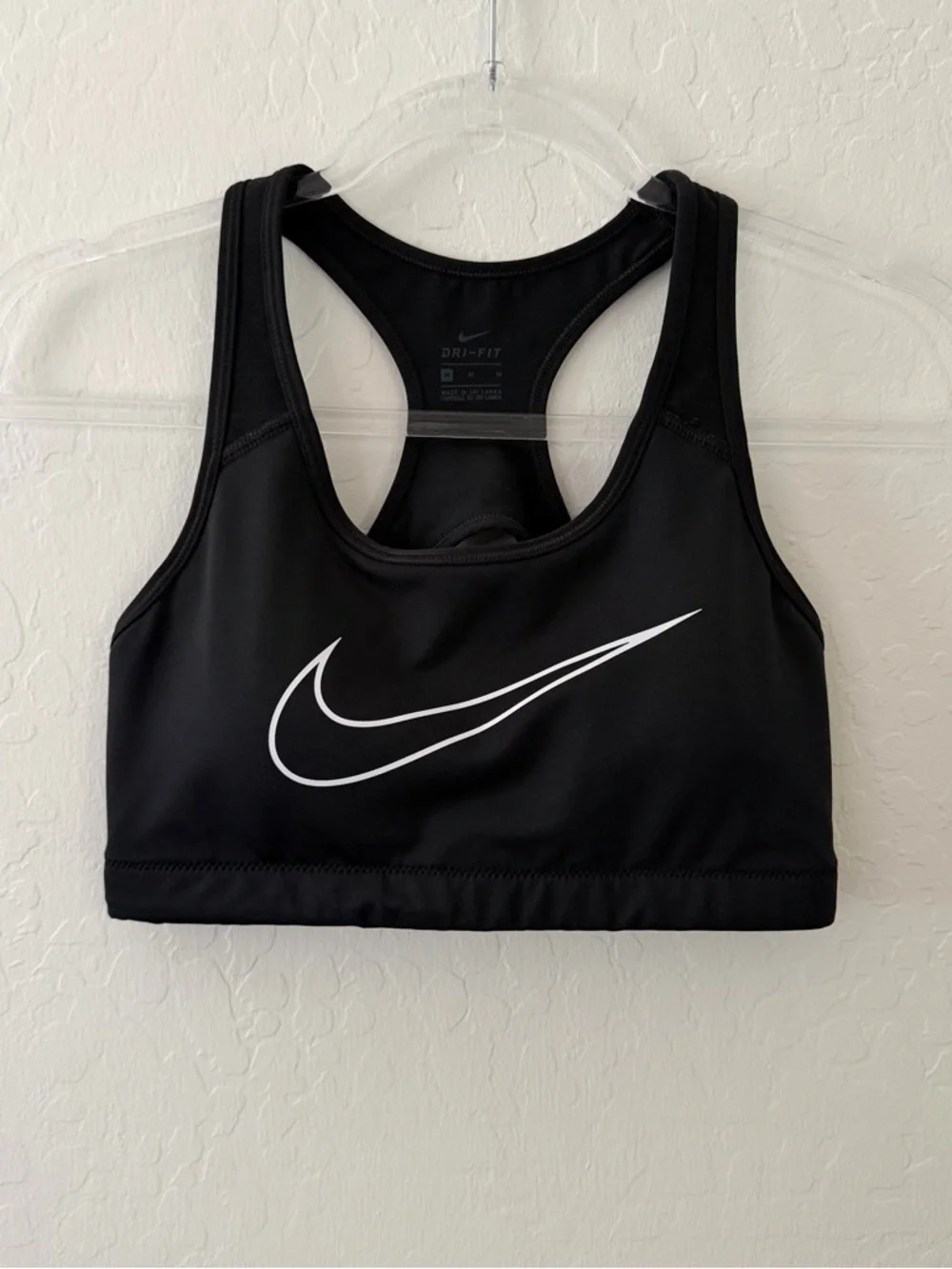 Nike Black Sports Bra with White Swoosh - Racerback Support